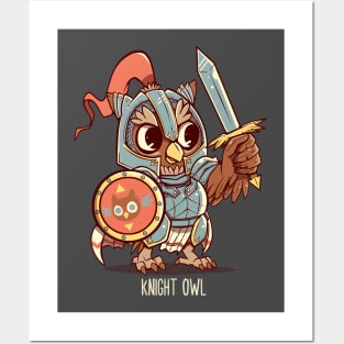 Knight Owl Animal Pun Shirt Posters and Art